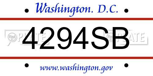 4294SB District Of Columbia License Plate