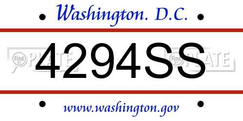 4294SS District Of Columbia License Plate