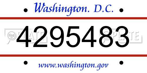 4295483 District Of Columbia License Plate