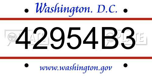 42954B3 District Of Columbia License Plate