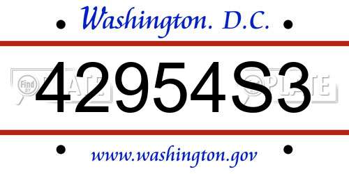 42954S3 District Of Columbia License Plate