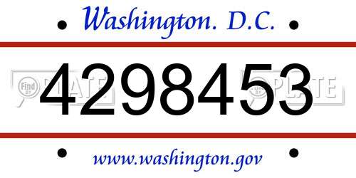 4298453 District Of Columbia License Plate