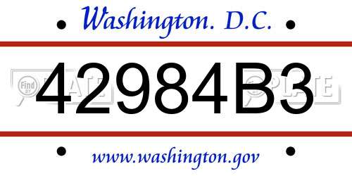 42984B3 District Of Columbia License Plate
