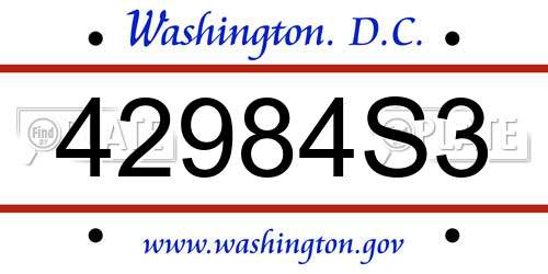 42984S3 District Of Columbia License Plate