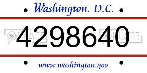 4298640 District Of Columbia License Plate