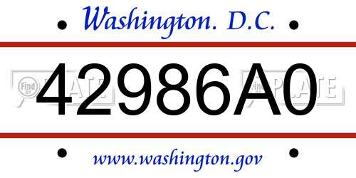 42986A0 District Of Columbia License Plate