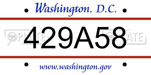 429A58 District Of Columbia License Plate