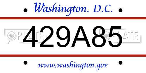 429A85 District Of Columbia License Plate