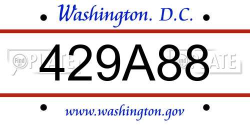429A88 District Of Columbia License Plate
