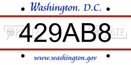 429AB8 District Of Columbia License Plate