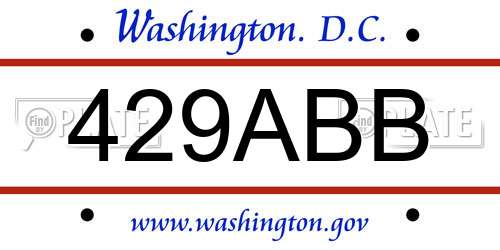 429ABB District Of Columbia License Plate