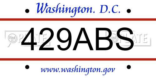 429ABS District Of Columbia License Plate