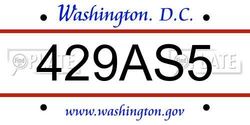 429AS5 District Of Columbia License Plate