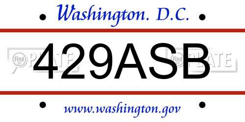 429ASB District Of Columbia License Plate