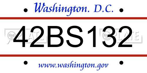 42BS132 District Of Columbia License Plate