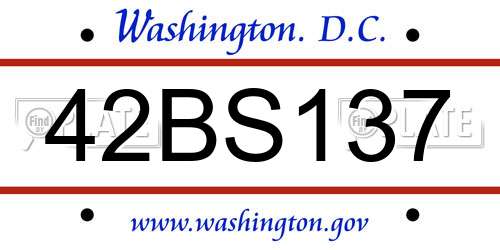 42BS137 District Of Columbia License Plate