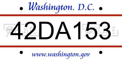 42DA153 District Of Columbia License Plate