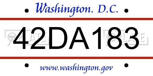 42DA183 District Of Columbia License Plate