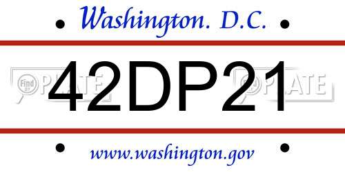 42DP21 District Of Columbia License Plate