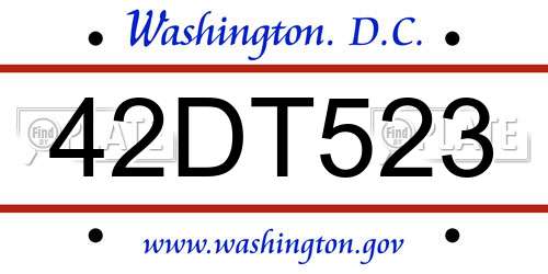 42DT523 District Of Columbia License Plate