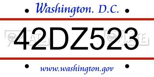 42DZ523 District Of Columbia License Plate