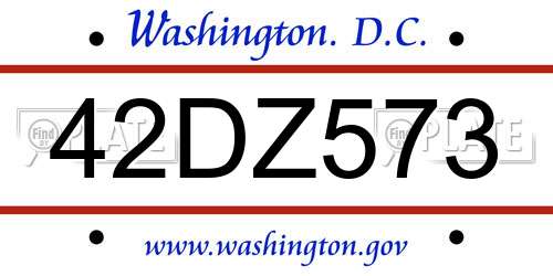 42DZ573 District Of Columbia License Plate