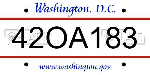 42OA183 District Of Columbia License Plate