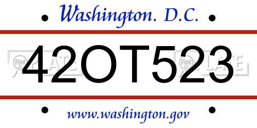 42OT523 District Of Columbia License Plate