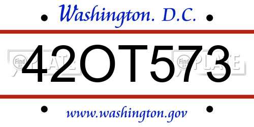 42OT573 District Of Columbia License Plate