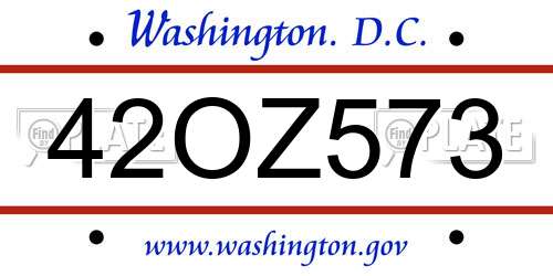 42OZ573 District Of Columbia License Plate