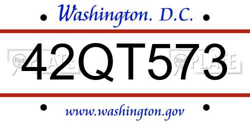 42QT573 District Of Columbia License Plate