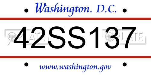 42SS137 District Of Columbia License Plate