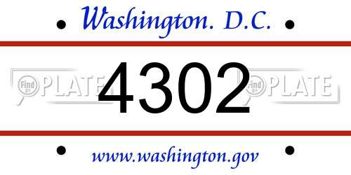 4302 District Of Columbia License Plate