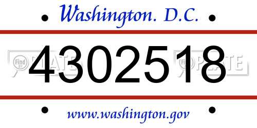 4302518 District Of Columbia License Plate