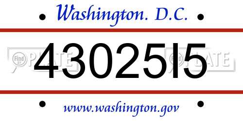 43025I5 District Of Columbia License Plate