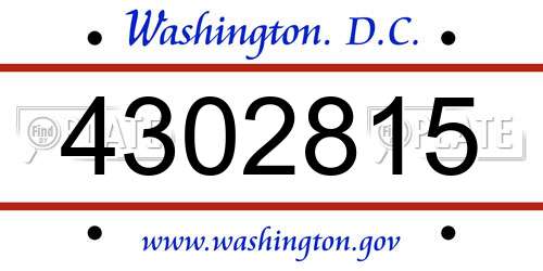 4302815 District Of Columbia License Plate