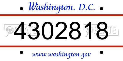 4302818 District Of Columbia License Plate