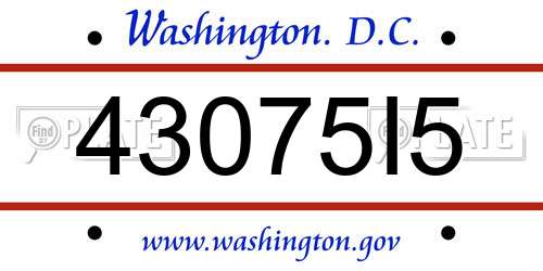 43075I5 District Of Columbia License Plate