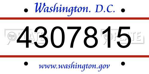 4307815 District Of Columbia License Plate