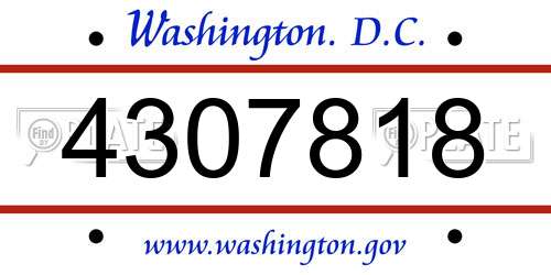 4307818 District Of Columbia License Plate