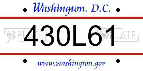 430L61 District Of Columbia License Plate