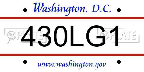 430LG1 District Of Columbia License Plate