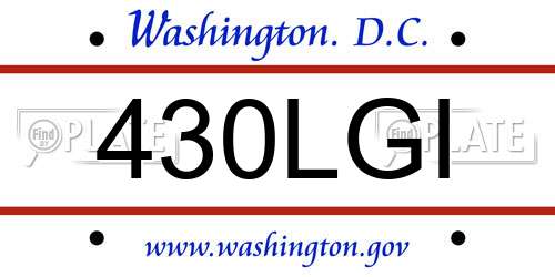 430LGI District Of Columbia License Plate