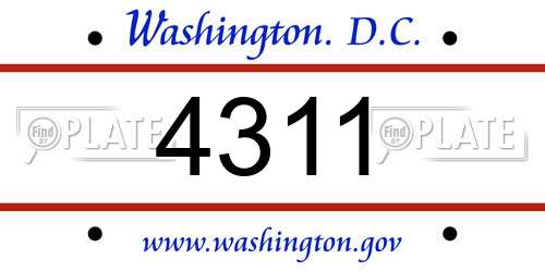4311 District Of Columbia License Plate