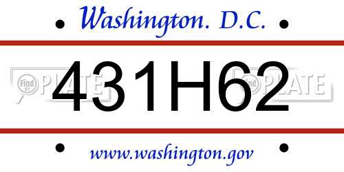 431H62 District Of Columbia License Plate