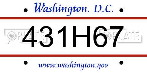 431H67 District Of Columbia License Plate