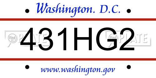 431HG2 District Of Columbia License Plate