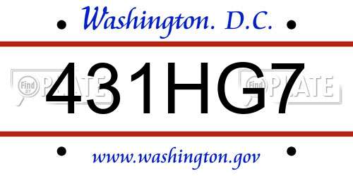 431HG7 District Of Columbia License Plate