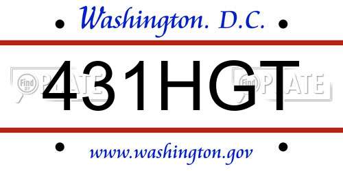 431HGT District Of Columbia License Plate
