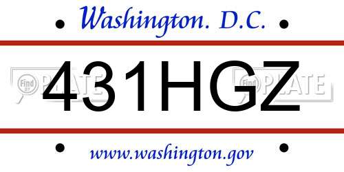 431HGZ District Of Columbia License Plate